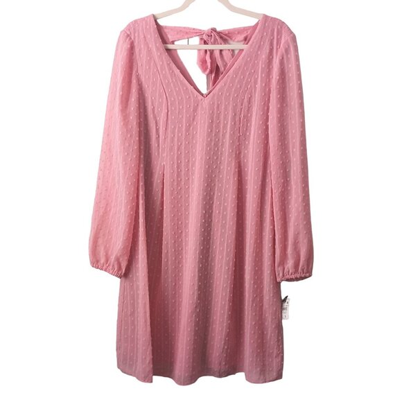 NEW INC International Concepts Blush Pink Swiss Dot Tie Back Shift Dress Size S - Picture 3 of 14